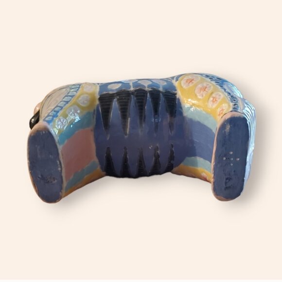 Vintage Ram Figurine Ceramic Ornate Etched Pastel Farm Animal Statue Retro - Picture 3 of 5